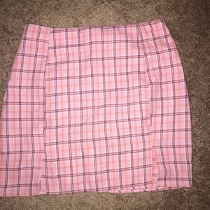Pink plaid skirt